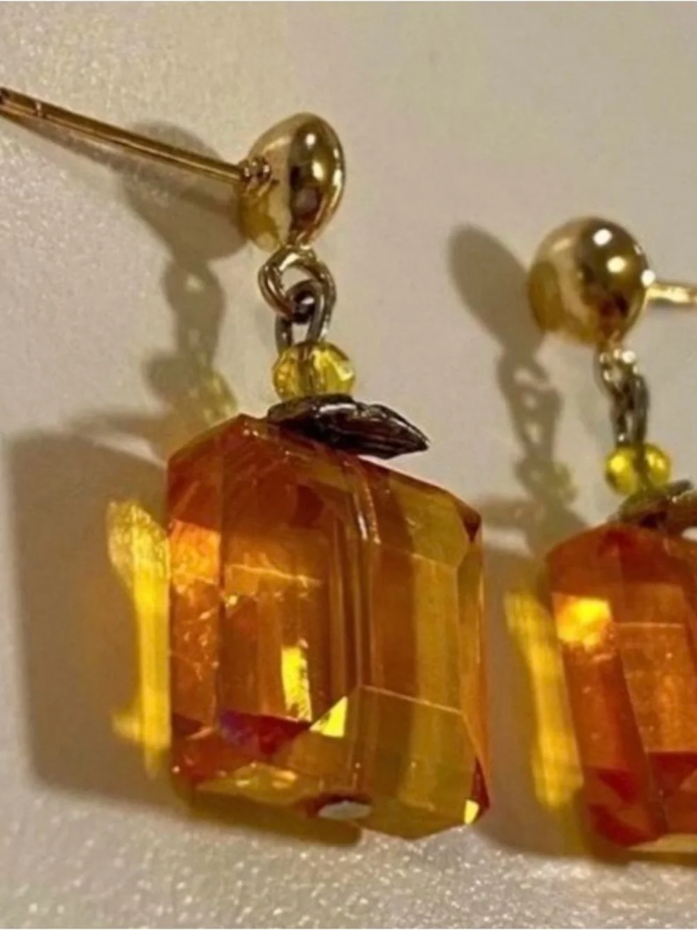 Gold-Tone Orange Cube Drop Earrings